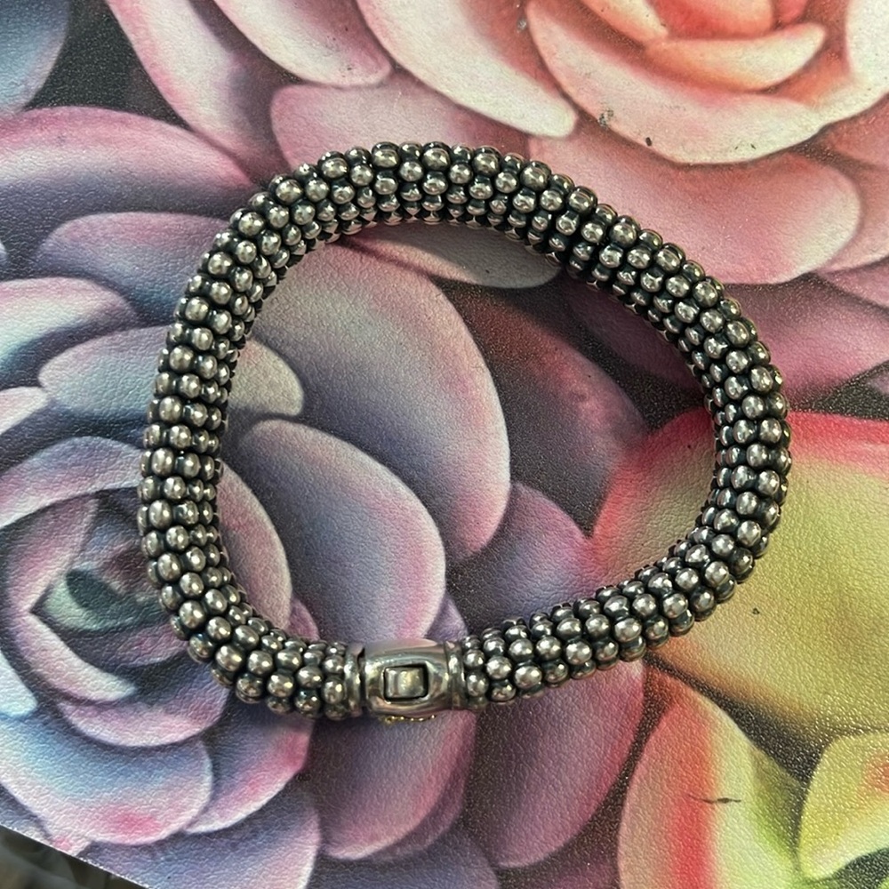 Lagos Sterling Silver Caviar Oval Link Bracelet - - Medium - Authentic